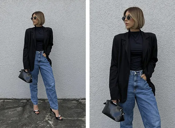Acessórios que transformam seu look com blazer preto alongado