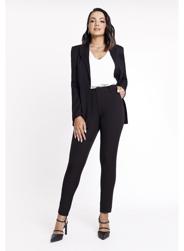 blazer preto feminino alongado looks