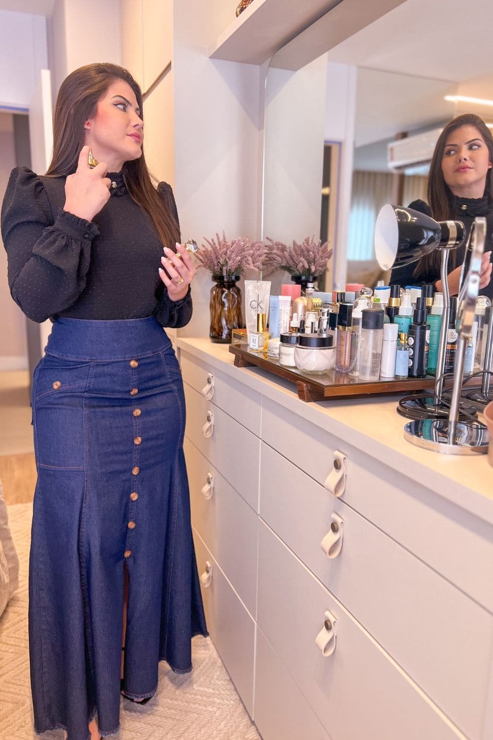 como usar saia longa com blusa