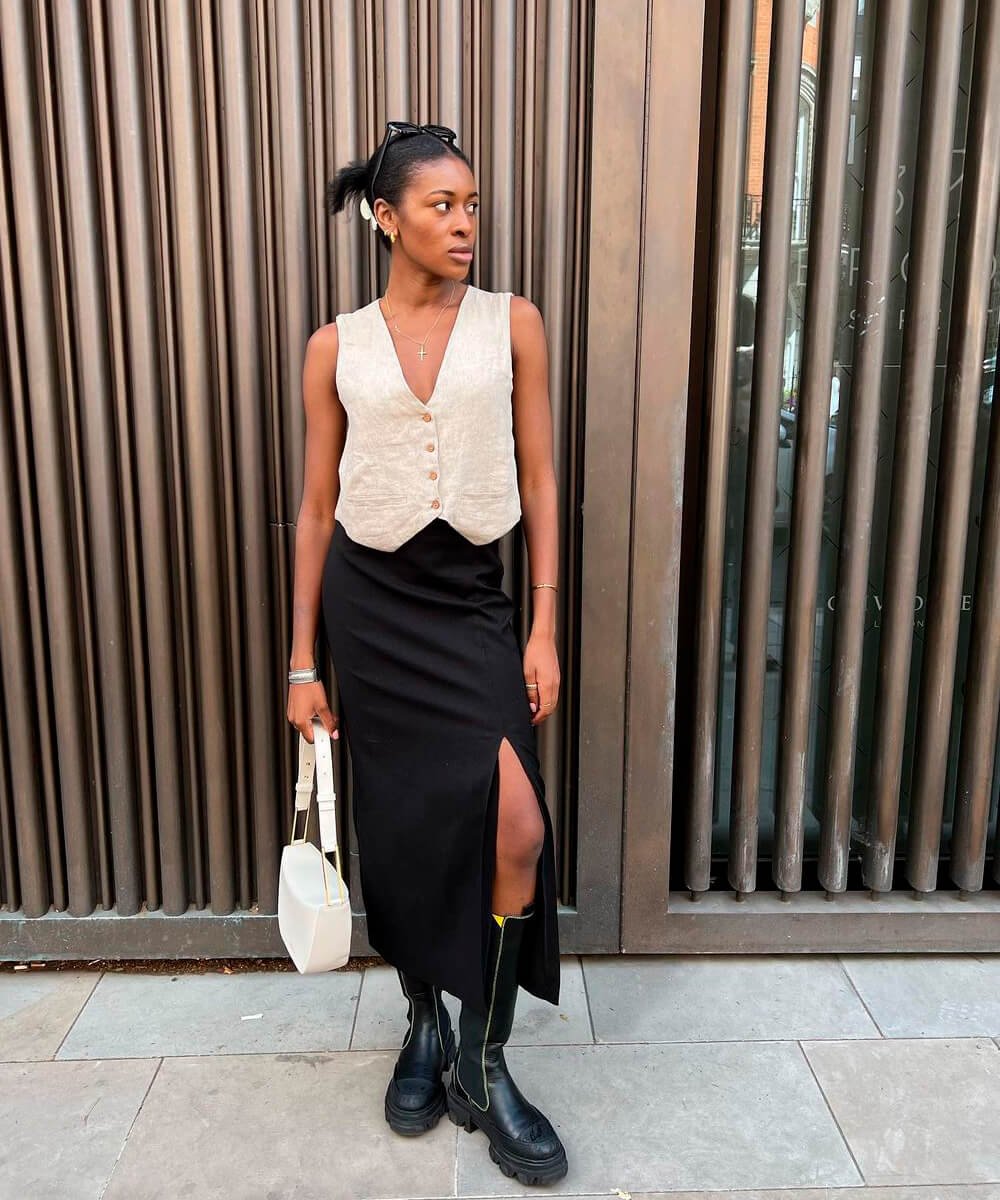 combinar blusa com saia longa