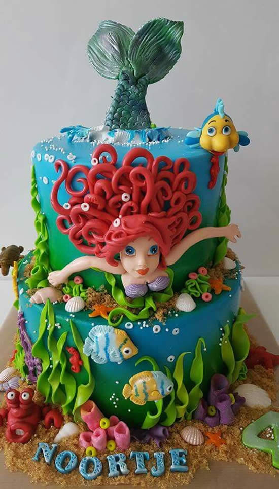 bolo decorado da ariel