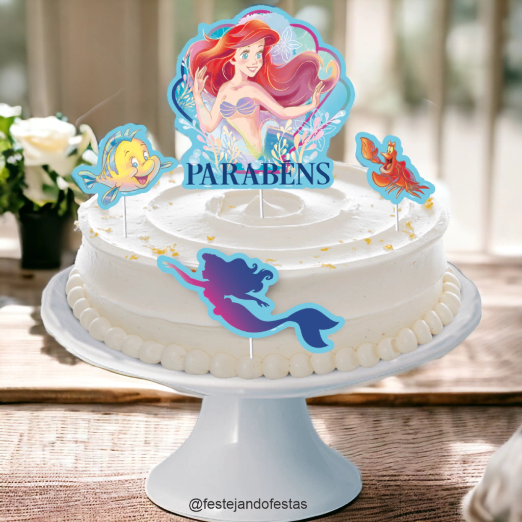 bolo decorado da ariel