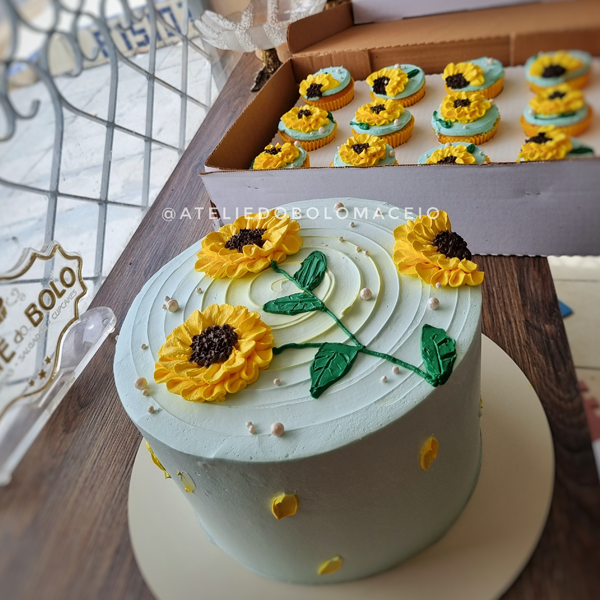 bolo decorado girassol