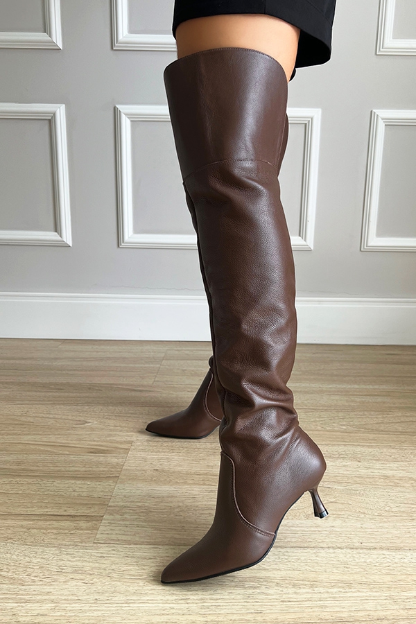 botas over the knee com salto tratorado