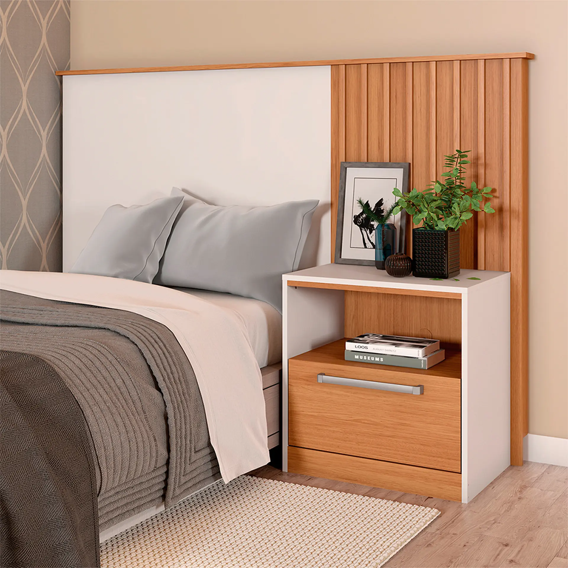 cabeceira estofada suede