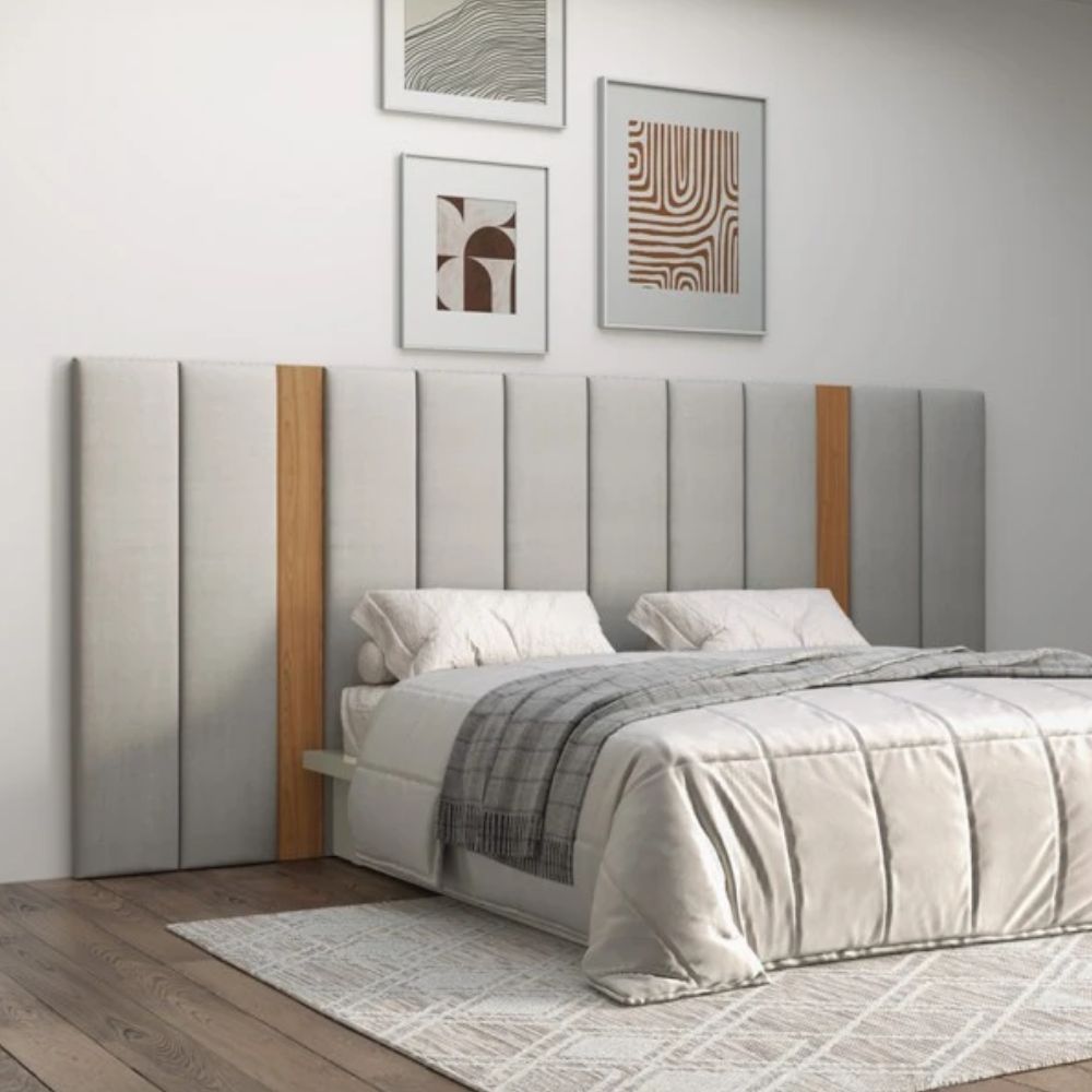 cabeceira queen estofada com criado mudo integrado