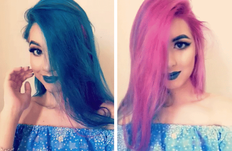 ideias cabelo metade azul metade rosa