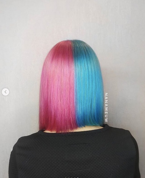 preço para pintar cabelo metade azul metade rosa