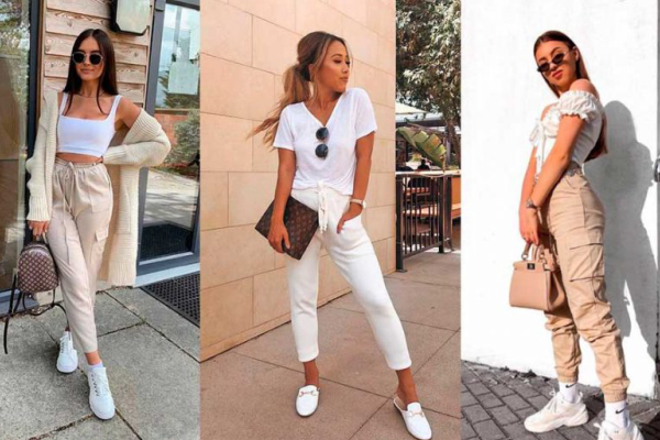 calça de sarja afunilada