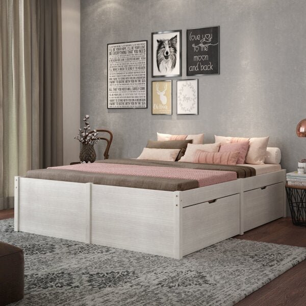 cama de casal com gavetas madeira maciça