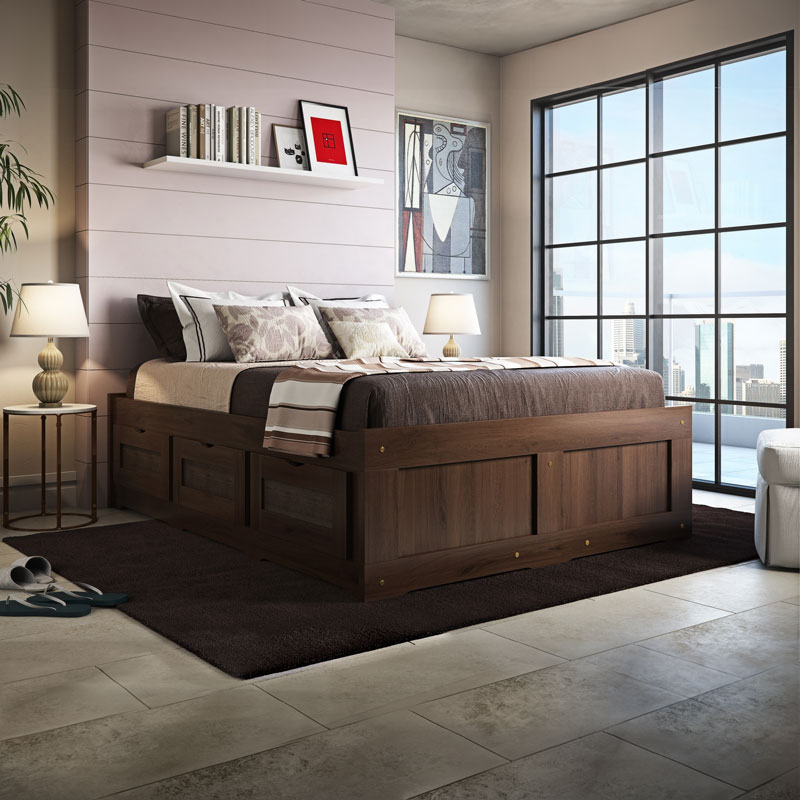 cama box casal com gavetas moderna