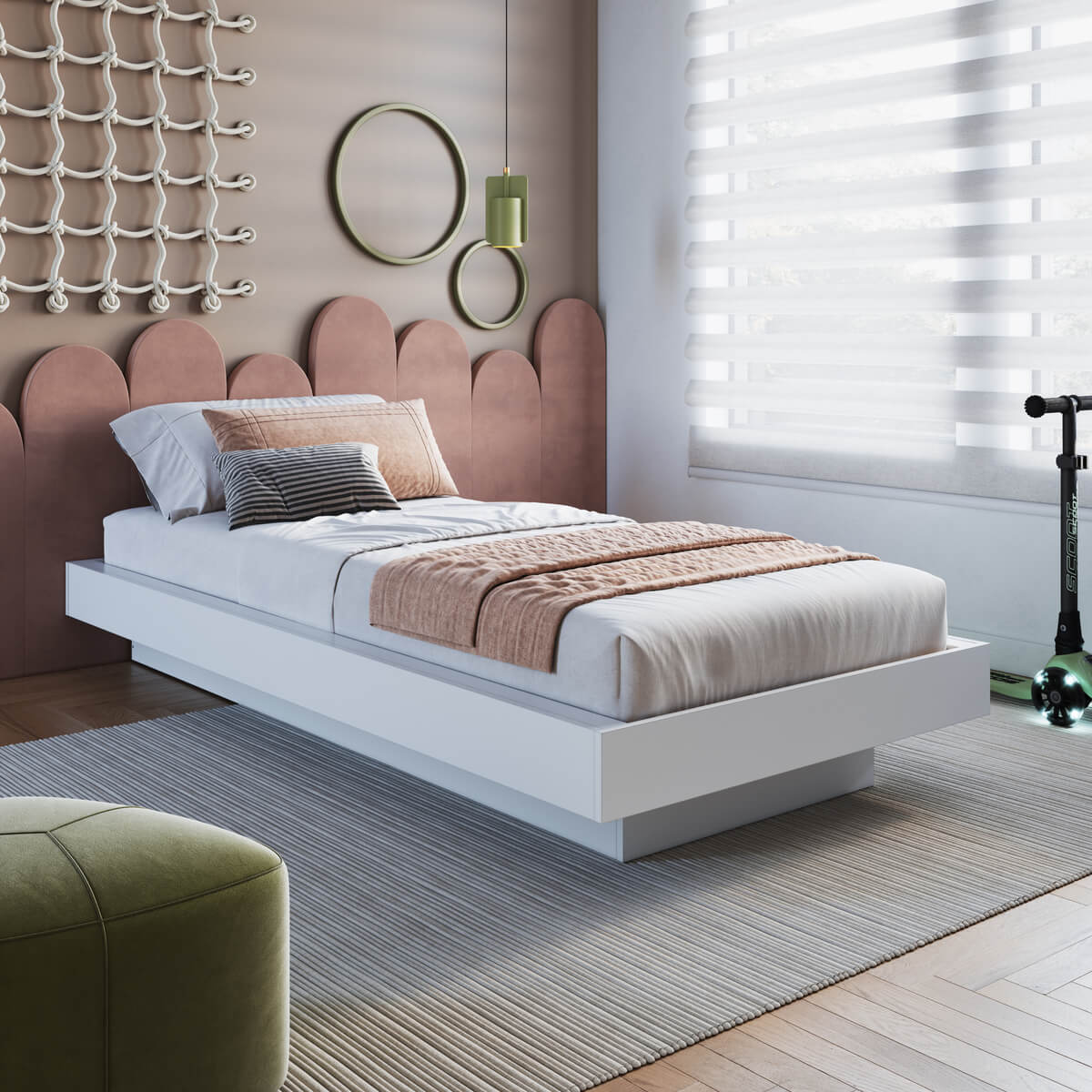 Cama suspensa com LED