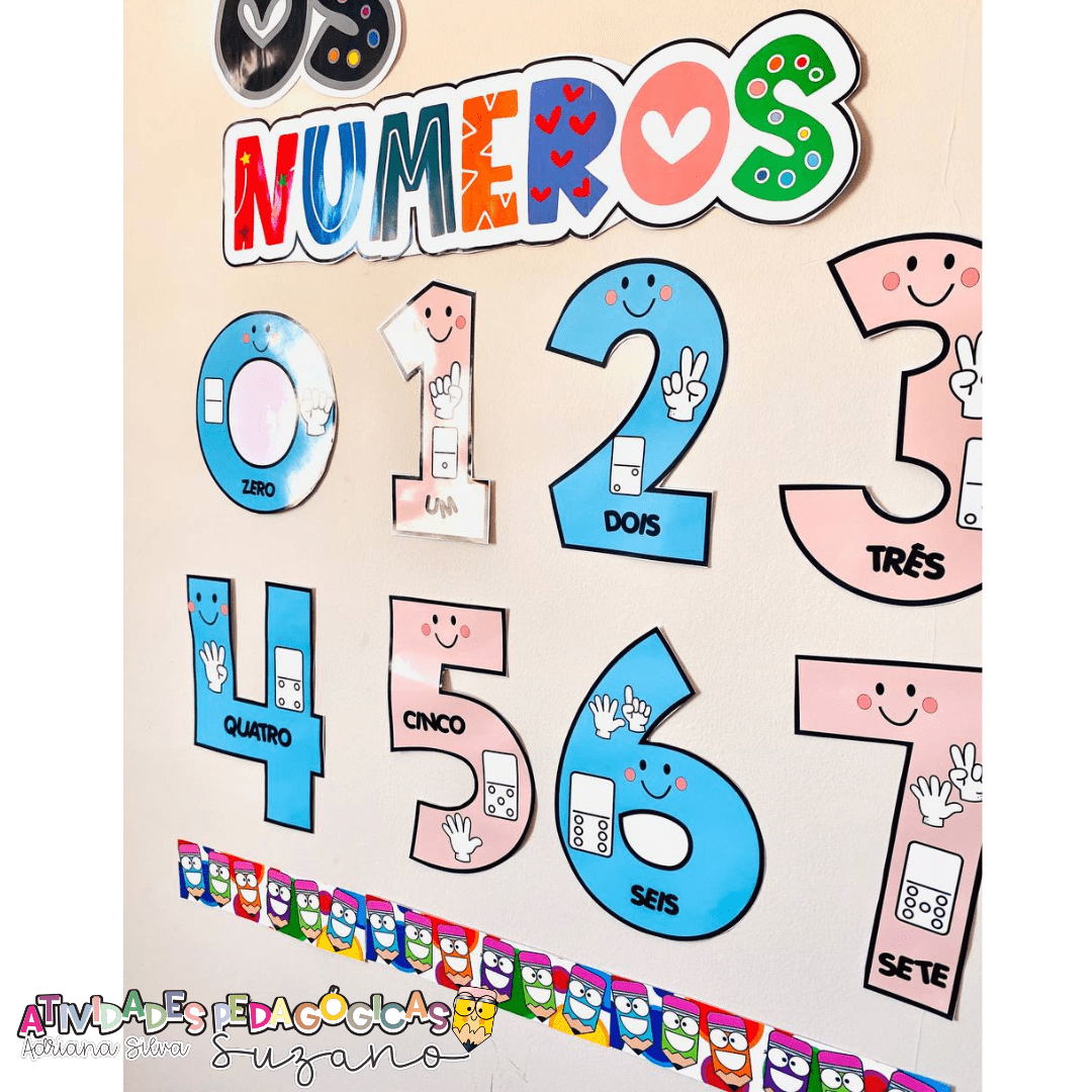 cartazes de números e quantidades