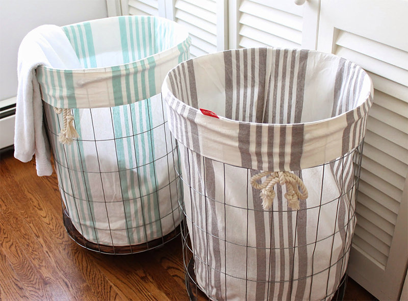 cesto de roupa suja em bambu decorativo