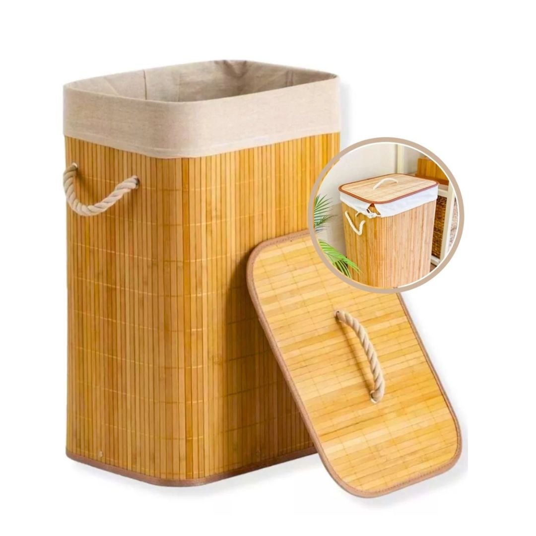 cesto de roupa suja com tampa e divisórias