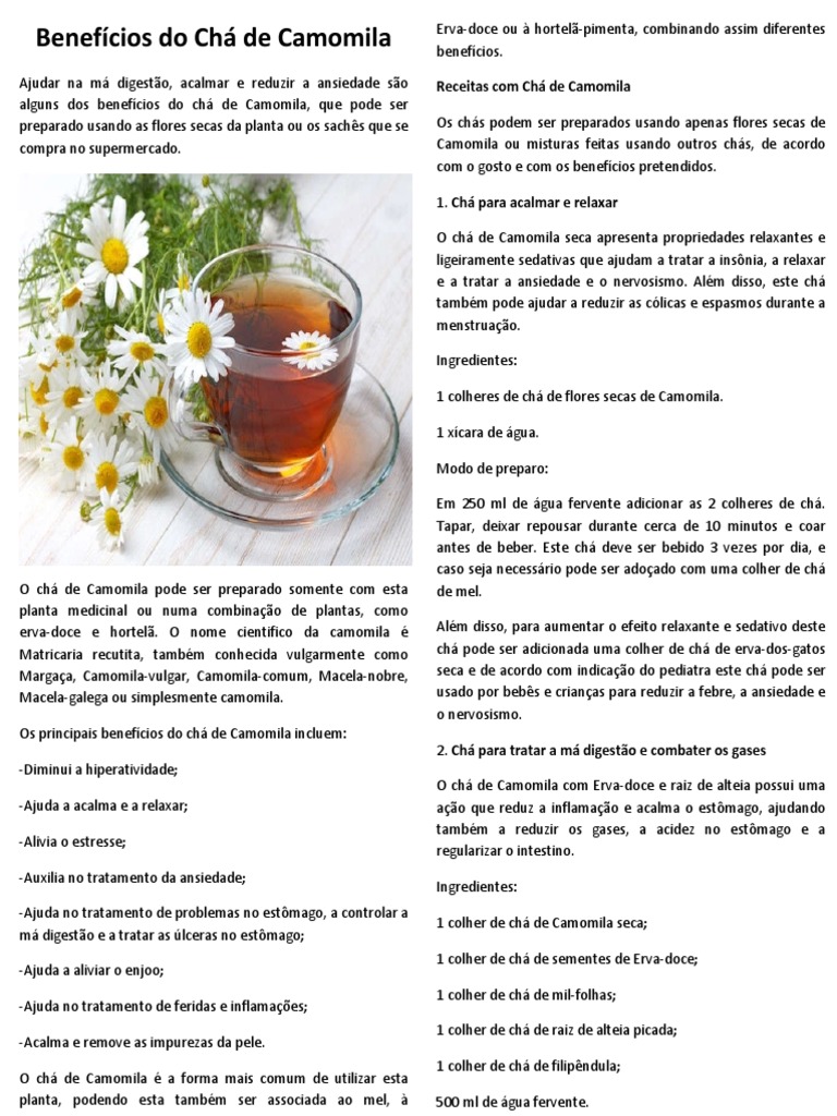 Chá de Camomila para Refluxo e Má Digestão: Um Guia Completo