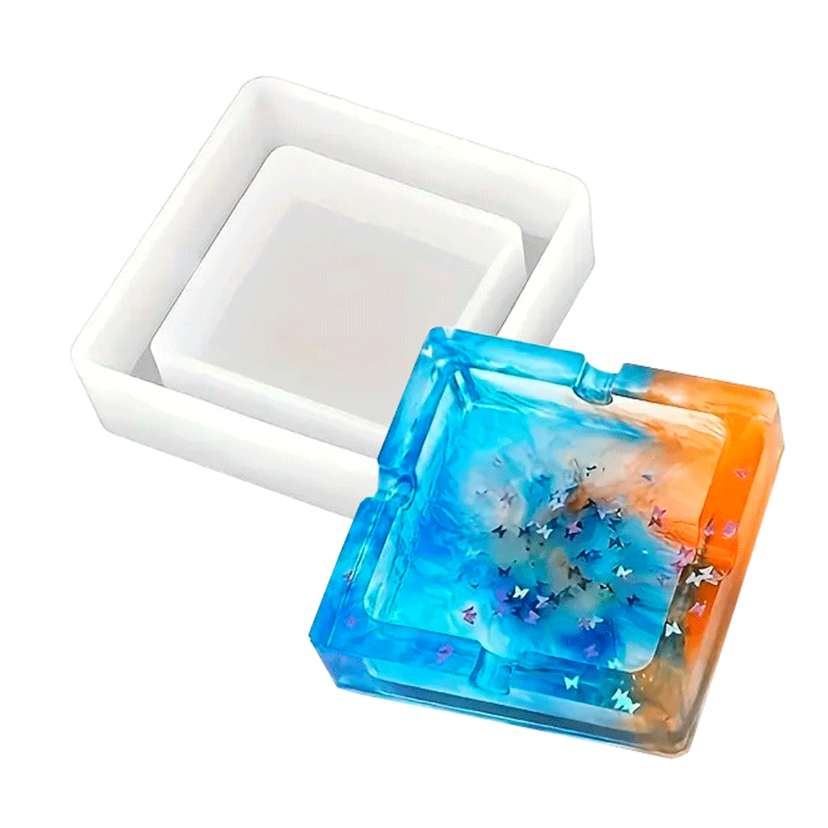 Cinzeiro de Resina com Folhas de Ouro: Luxo e Sofisticação