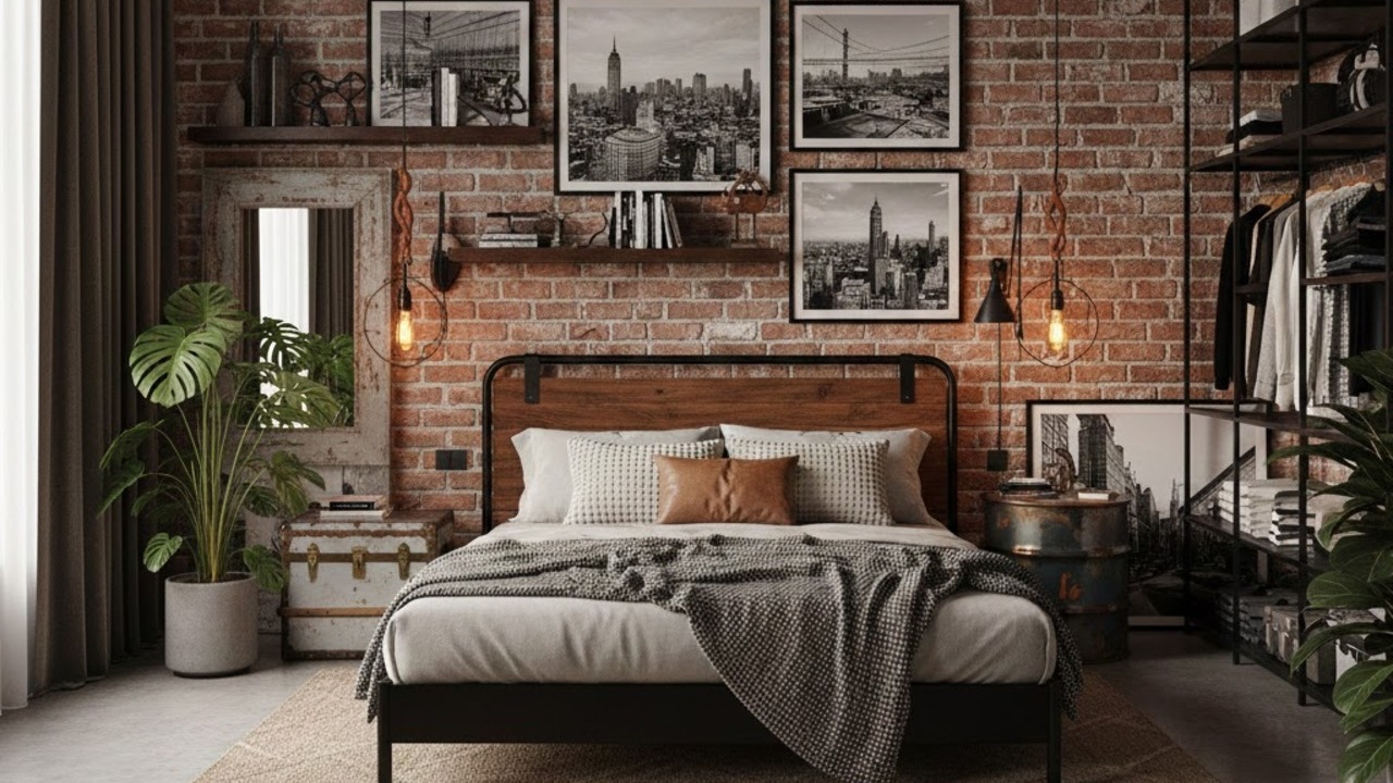 pendente metal ou arandela articulada quarto industrial