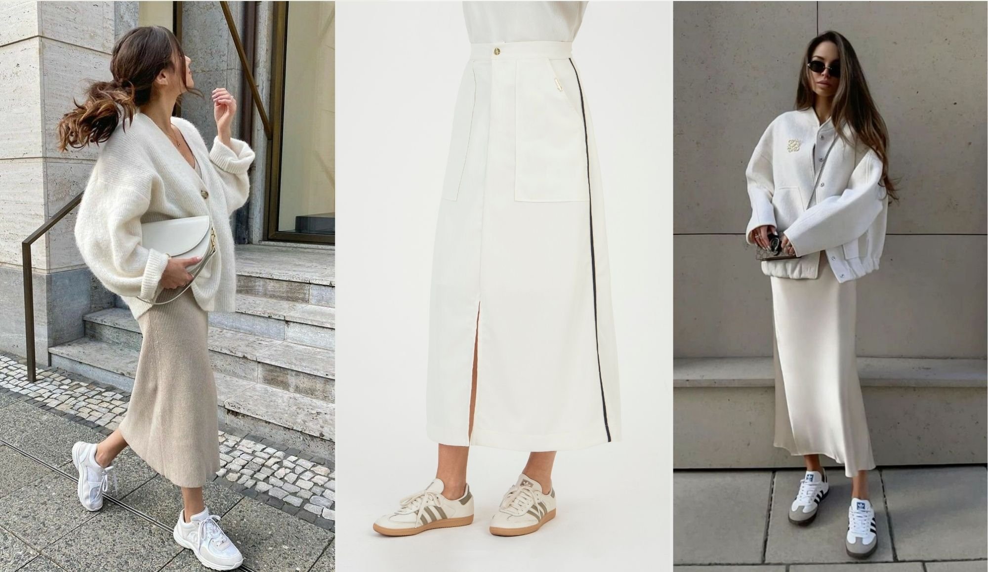 quanto custa look saia midi tenis