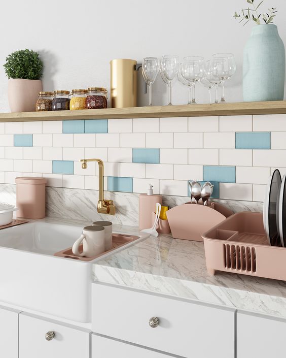 combinação cores pastel cozinha