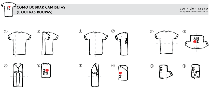 como dobrar camiseta para prateleira