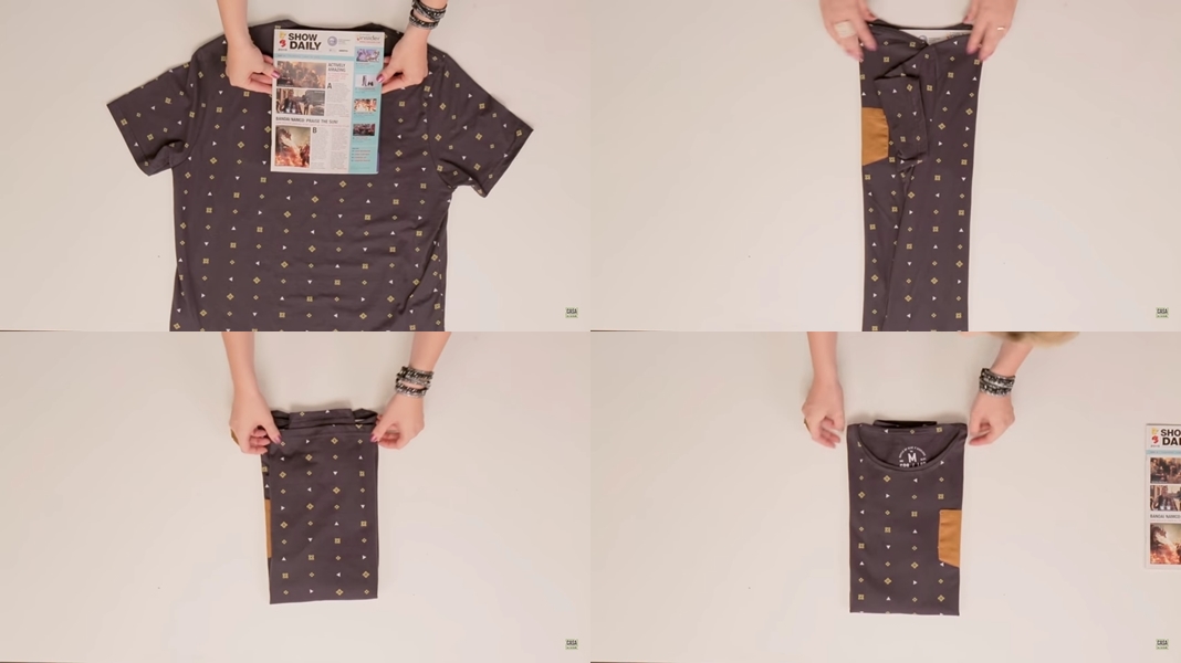 como dobrar camiseta para prateleira