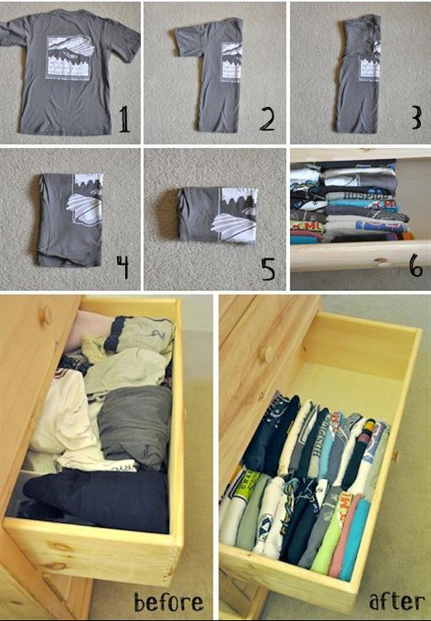 organizar gavetas de camisetas