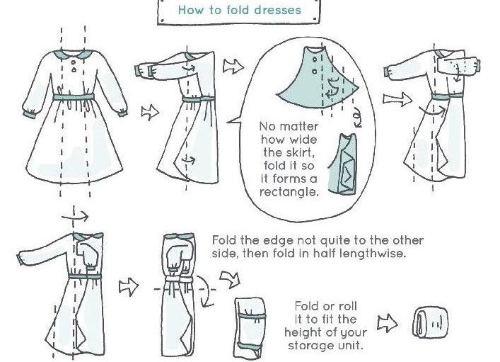 como dobrar vestidos para guardar