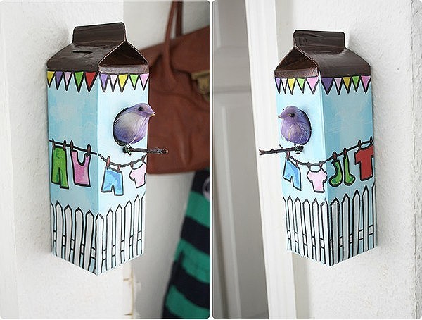 como fazer casinha de passarinho com caixa de leite