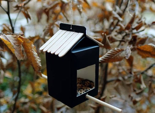 como fazer casinha de passarinho com caixa de leite