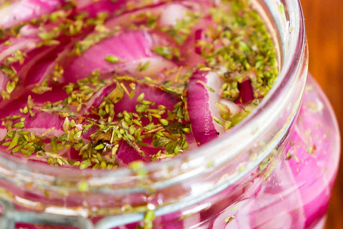 conserva de cebola roxa em vinagre de maçã