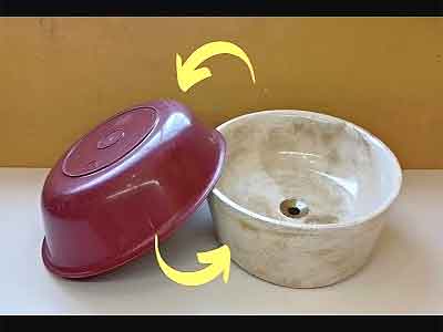 cuba de banheiro efeito mármore caseira