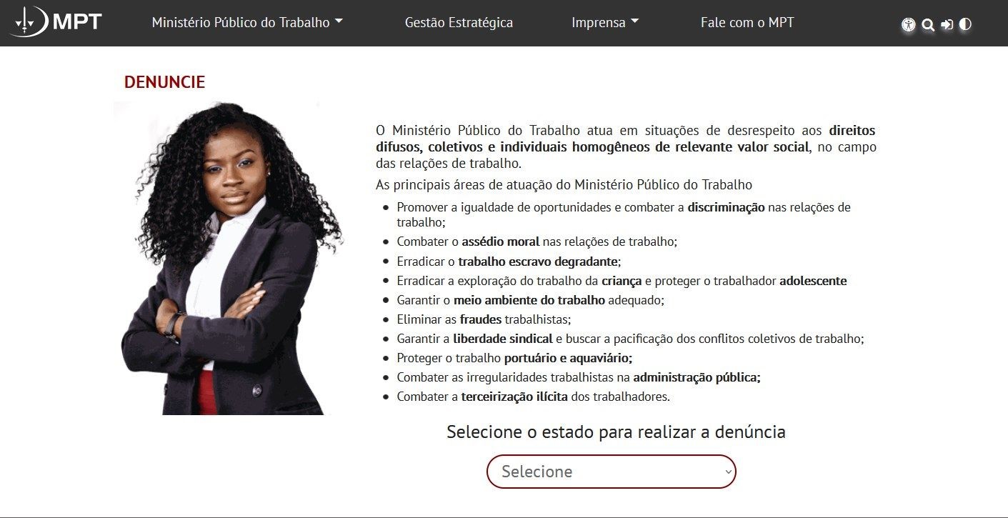 como fazer denuncia ministério do trabalho