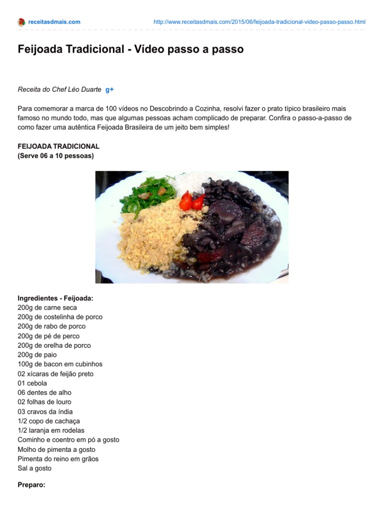 como fazer feijoada completa passo a passo
