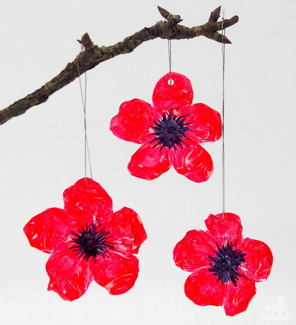 decoração com garrafa pet flores