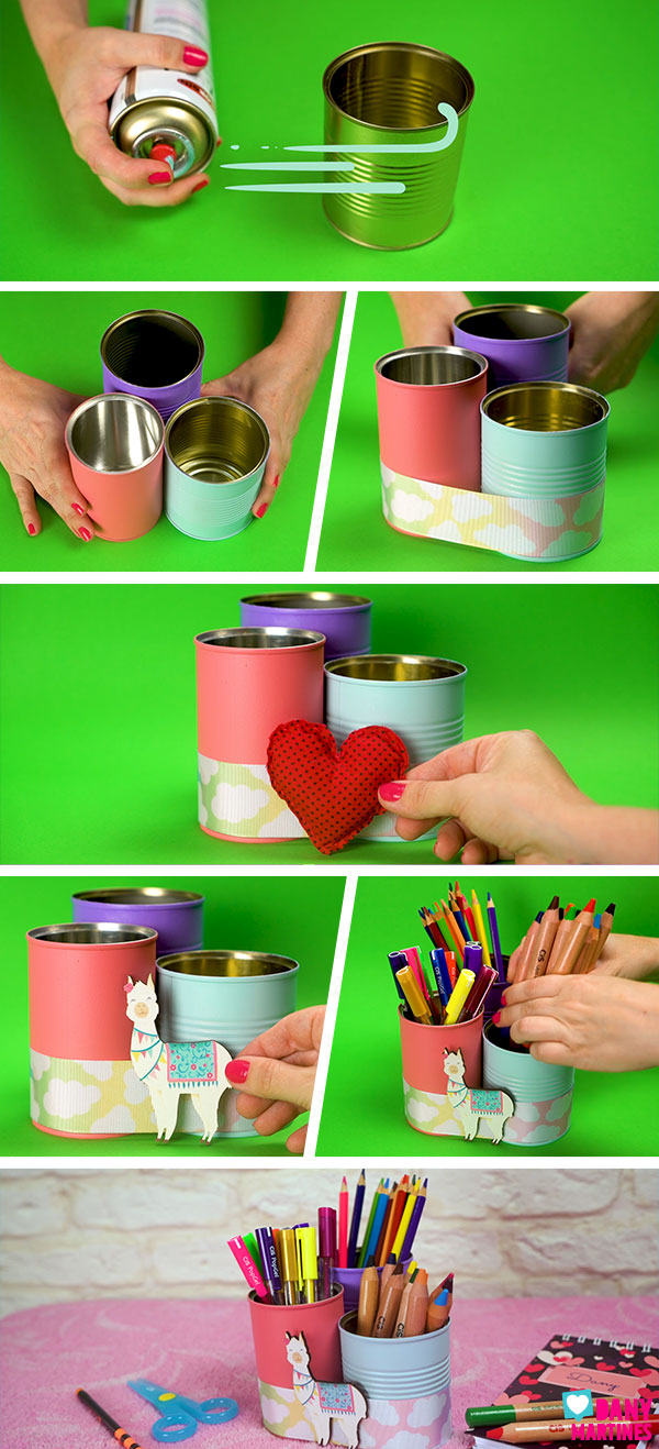 como fazer porta canetas com lata de extrato de tomate