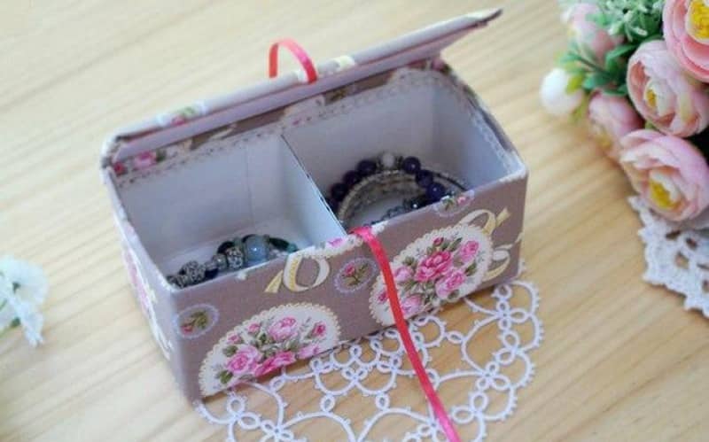 diy porta joias reciclado caixa de pizza