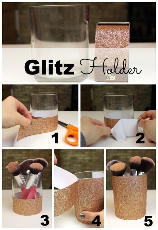 organizador de maquiagem caseiro com rolo de papel