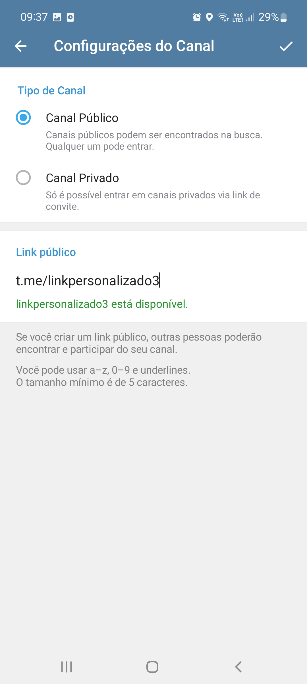como fazer um canal no telegram