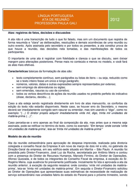 como fazer uma ata de reunio