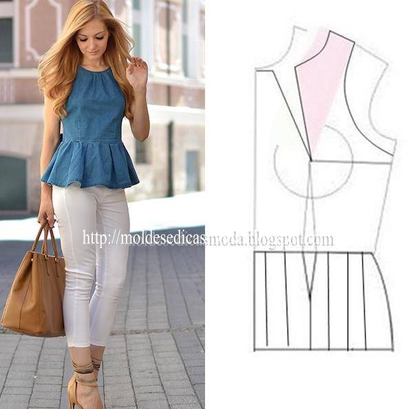 molde de blusa peplum
