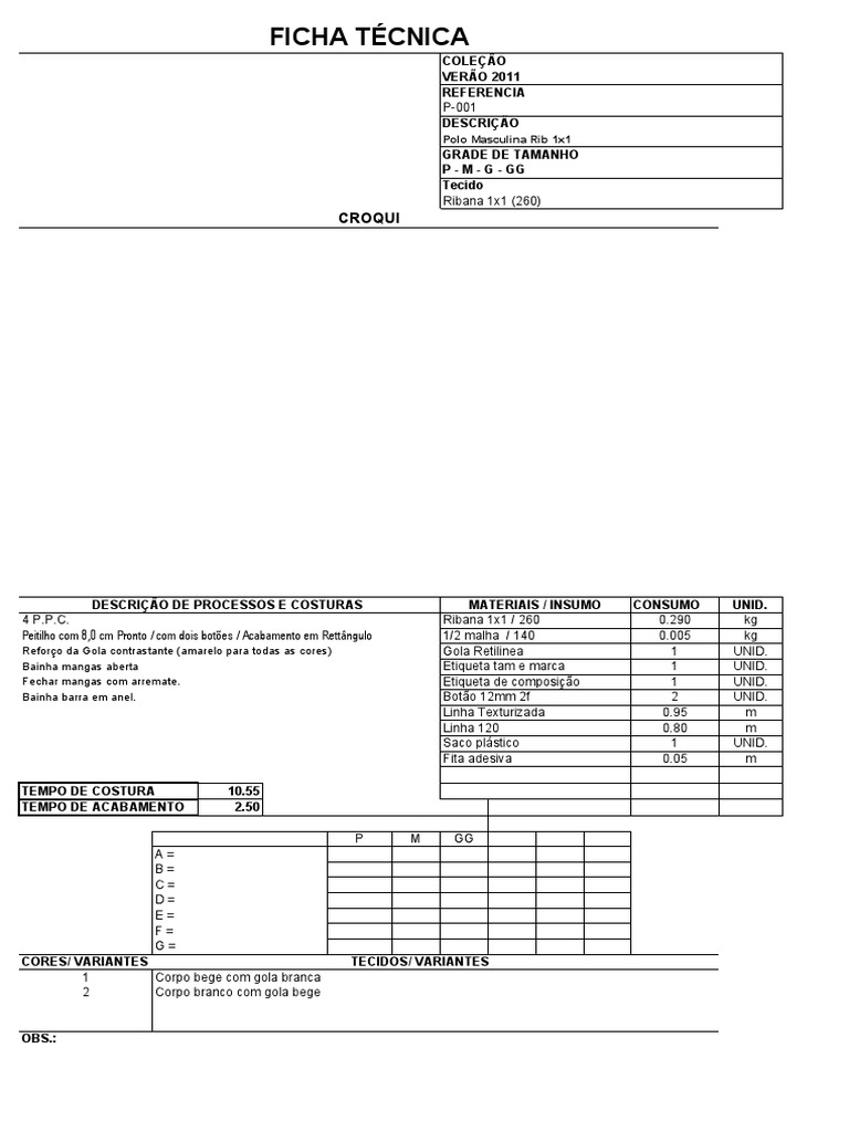 guia de produção de roupas
