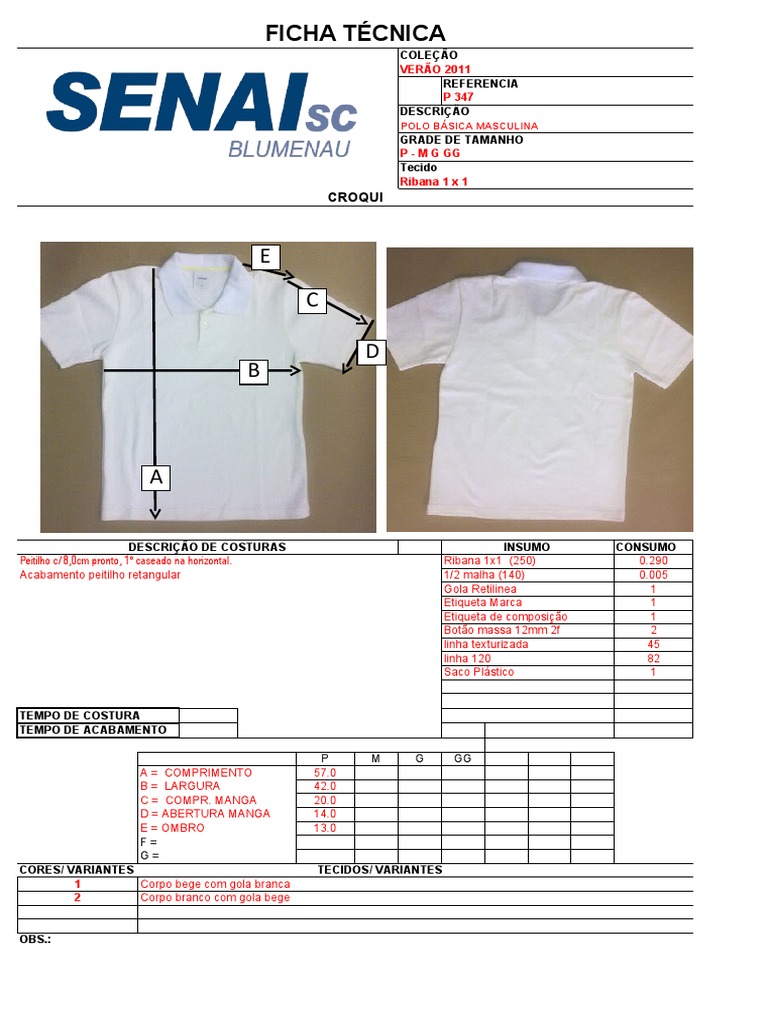 como interpretar uma ficha técnica de roupa