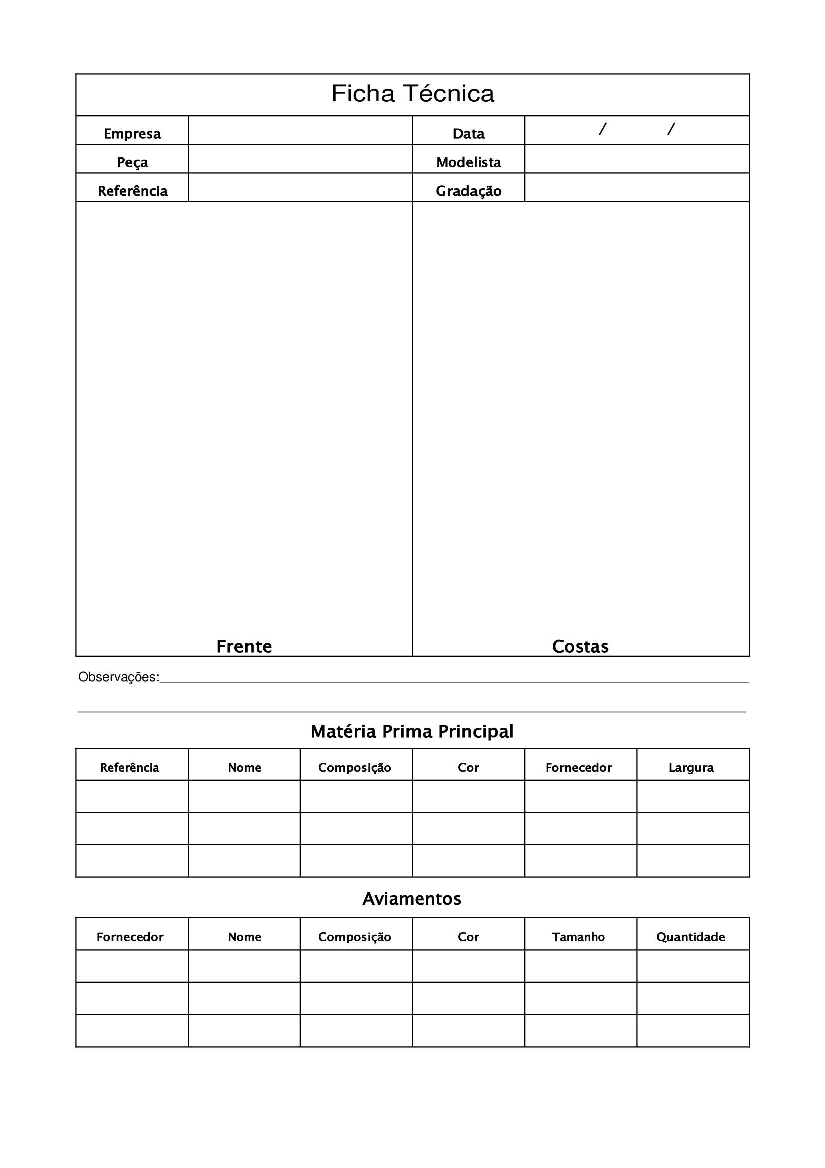 como interpretar uma ficha técnica de roupa