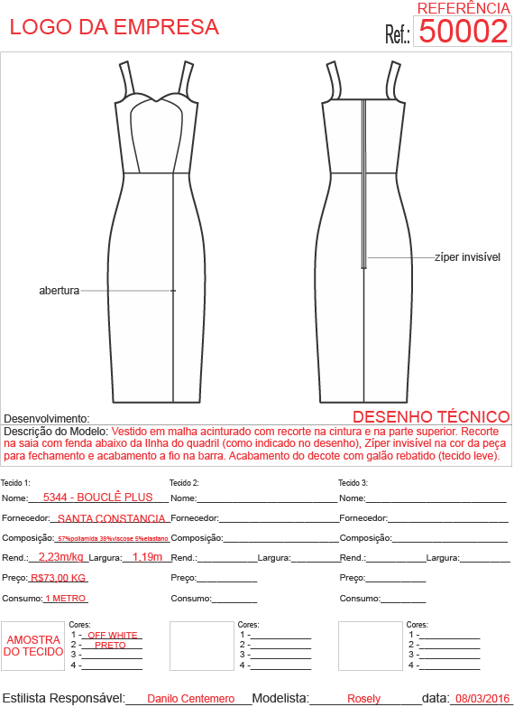 manual de instruções de vestuário