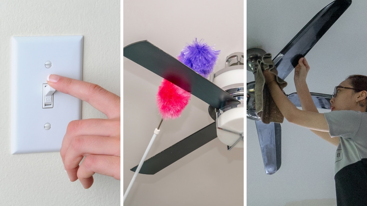 limpeza segura do motor do ventilador de teto