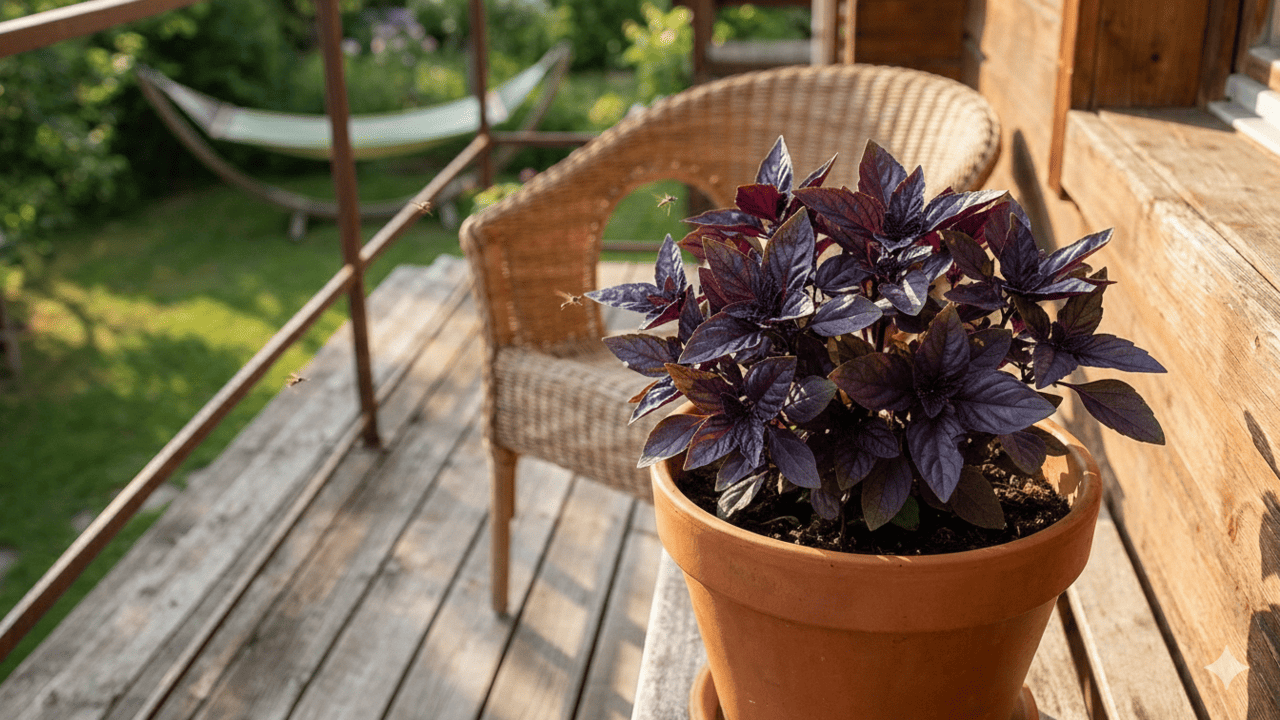 manjericão roxo sol e rega