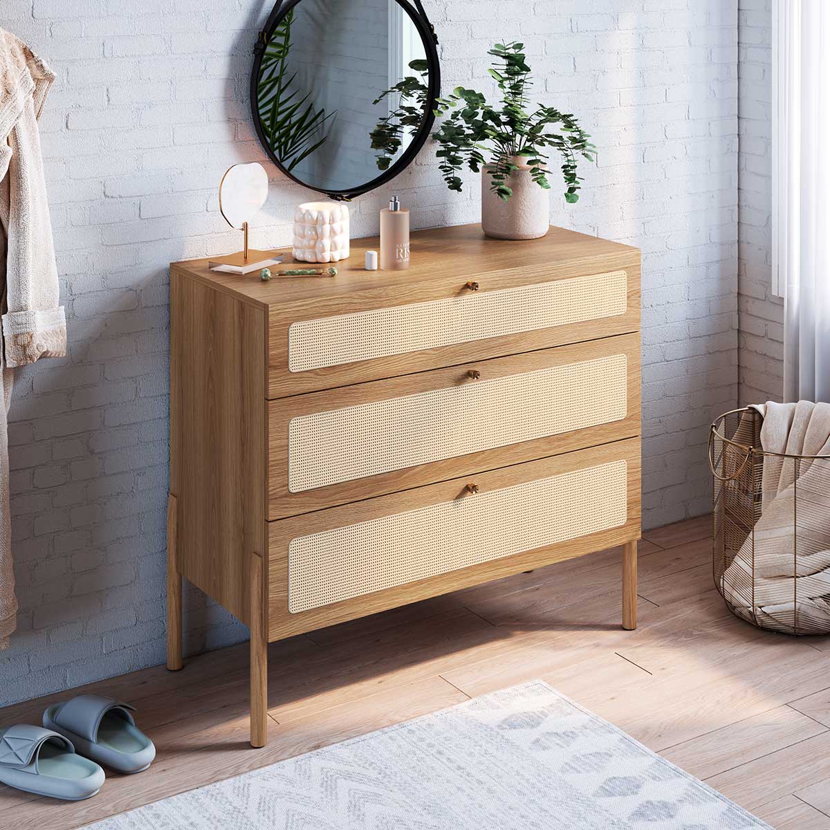 comoda branca 6 gavetas com pe courino