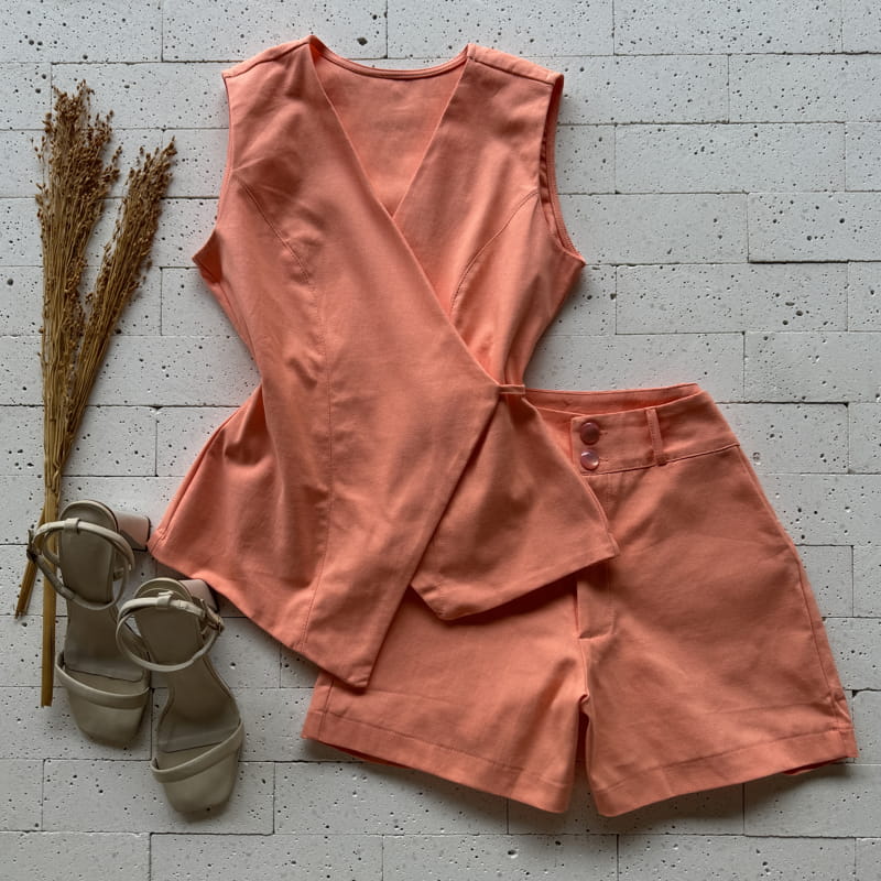 conjunto de linho shorts e blusa