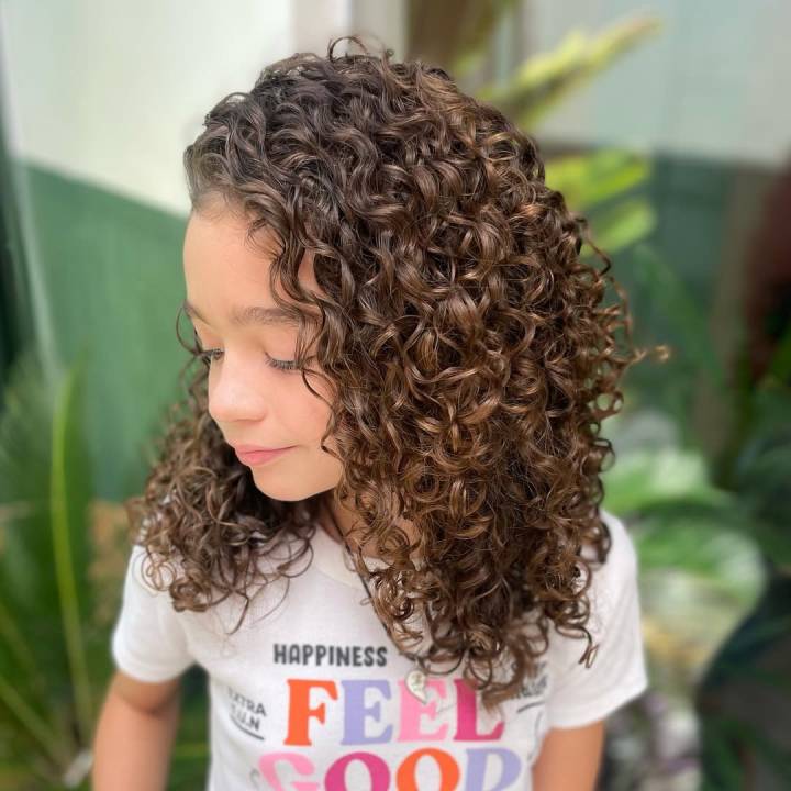 cortes de cabelo cacheado infantil feminino mais lindos